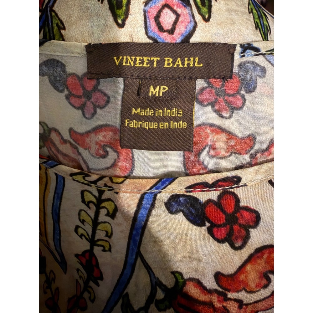 Vineet Bahl Meknes Anthropologie Boho Embroidered Tie Waist Blouse Top M - Picture 3 of 7